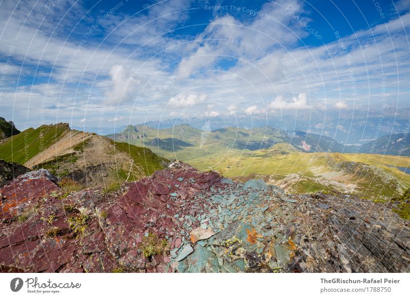 Bunt Umwelt Natur Landschaft blau braun mehrfarbig grau grün schwarz türkis Berge u. Gebirge Wolken Stein rot Schweiz Aussicht Farbfoto Außenaufnahme