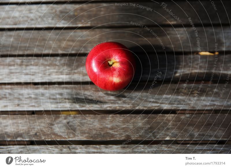 Herbstapfel Lebensmittel Frucht Apfel Ernährung Bioprodukte Natur Garten Umwelt rot Tisch Farbfoto Außenaufnahme Menschenleer Textfreiraum links