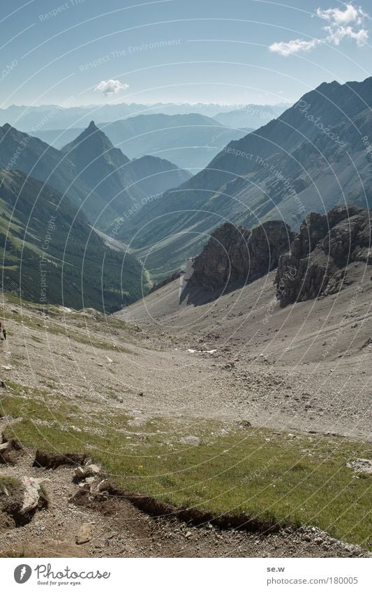 Silberspitze Farbfoto Menschenleer Freiheit Sommer Berge u. Gebirge wandern Natur Landschaft Alpen Gipfel entdecken Blick Unendlichkeit ruhig Sehnsucht Heimweh