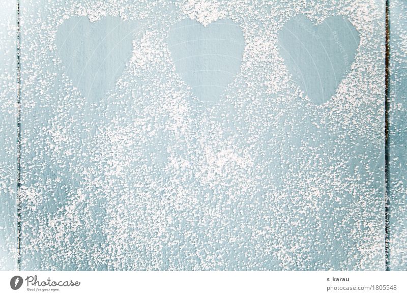 Herz Hintergrund Winter Valentinstag einfach süß blau weiß Gefühle Liebe Hintergrundbild Romantik Information Symbole & Metaphern Puderzucker Textfreiraum