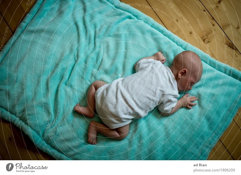 Froschperspektive Erholung Mensch maskulin androgyn Baby 1 0-12 Monate Boden Decke atmen liegen schlafen Fröhlichkeit Neugier krabbeln Farbfoto Innenaufnahme