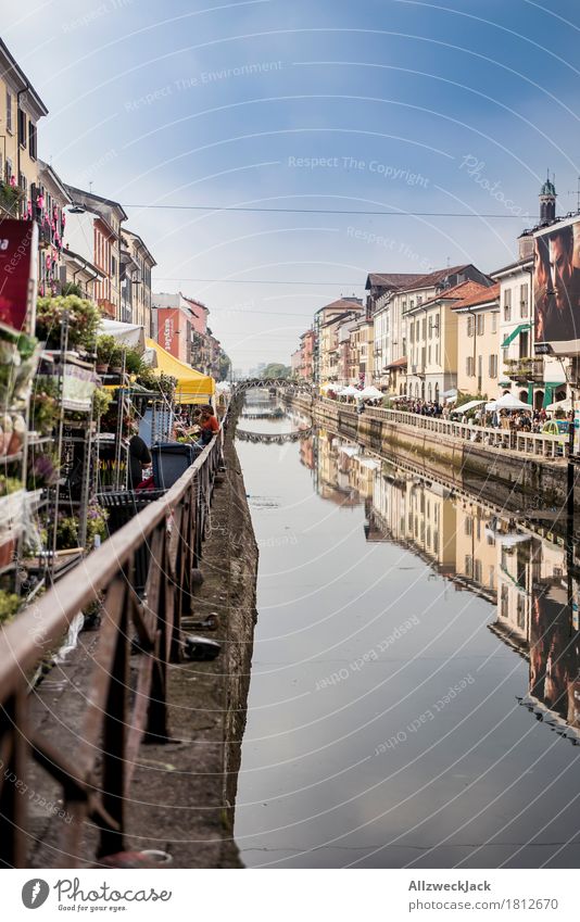 Milano Porto Genova II Ferien & Urlaub & Reisen Tourismus Städtereise Mailand Italien Stadt Altstadt Brücke Markt Marktstand Kanal Reflexion & Spiegelung Wasser