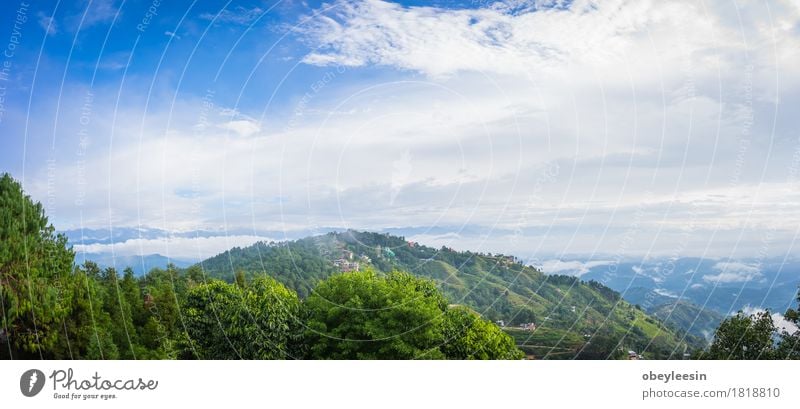 Nagarkot Nepal Kunst Natur Landschaft Urelemente Erde Himmel Regen Baum Wald Hügel Abenteuer Farbfoto mehrfarbig Menschenleer Hintergrund neutral Morgen Tag