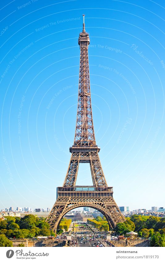 Eiffelturm Umwelt Erde Himmel Schönes Wetter Garten Park Hauptstadt Turm Tour d'Eiffel Straße blau braun mehrfarbig grün Coolness Erfolg Kraft Tatkraft