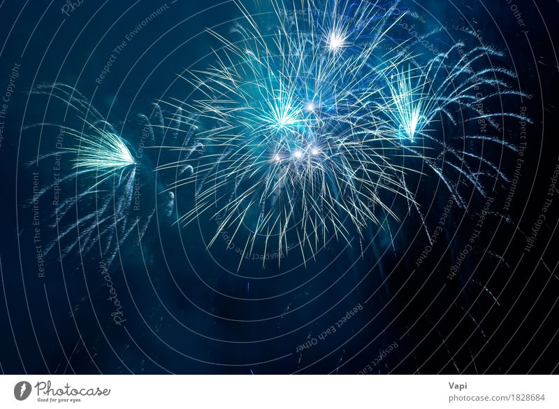 Blaues Feuerwerk Design Freude Feste & Feiern Weihnachten & Advent Silvester u. Neujahr Geburtstag Kunst Himmel Nachthimmel dunkel hell neu blau mehrfarbig rosa