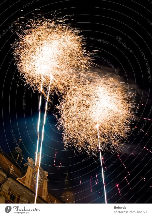 Fireworks Farbfoto mehrfarbig Außenaufnahme Menschenleer Abend Dämmerung Nacht Licht Kontrast Lichterscheinung Langzeitbelichtung Halbprofil Nachtleben