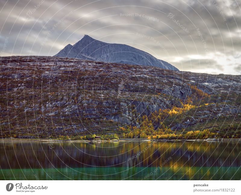 peer gynt Natur Landschaft Urelemente Wasser Wolken Herbst Felsen Berge u. Gebirge Gipfel Fjord bedrohlich dunkel groß wild mehrfarbig Gefühle Stimmung Kraft