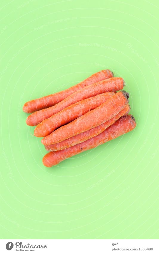 Möhren Lebensmittel Gemüse Ernährung Essen Bioprodukte Vegetarische Ernährung Gesunde Ernährung einfach Gesundheit natürlich grün orange Farbfoto Innenaufnahme