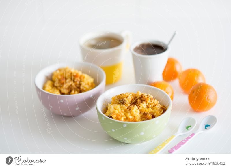 Milchreis Lebensmittel Milcherzeugnisse Frucht Orange Dessert Süßwaren Ernährung Frühstück Mittagessen Kaffeetrinken Vegetarische Ernährung Getränk Heißgetränk