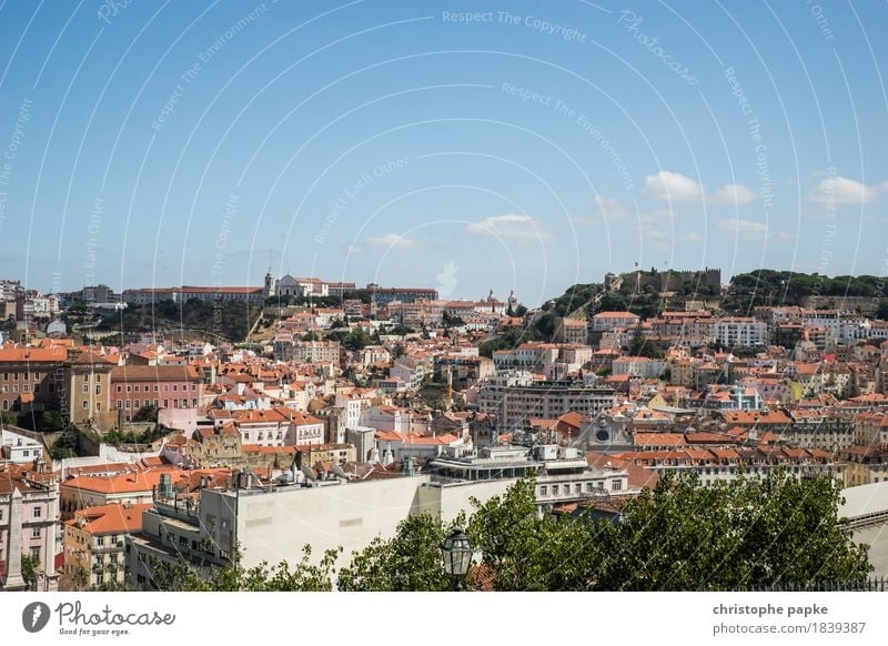 Lissabons Hügel Ferien & Urlaub & Reisen Städtereise Sommer Sommerurlaub Himmel Wolken Schönes Wetter Portugal Stadt Hauptstadt Stadtzentrum Altstadt Skyline