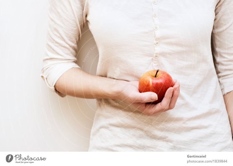 Elma Lebensmittel Frucht Apfel Ernährung Vegetarische Ernährung Mensch feminin Junge Frau Jugendliche Körper Arme Hand 1 18-30 Jahre Erwachsene frisch