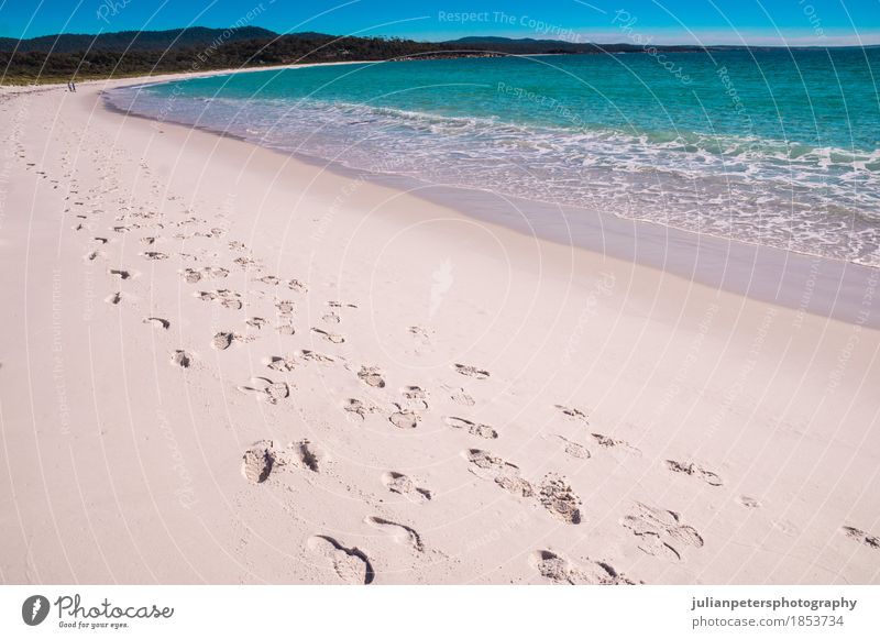 Schritte an der Bucht von Fires Beach, Tasmanien schön Ferien & Urlaub & Reisen Sommer Strand Meer Wellen Fuß Natur Landschaft Sand Himmel Wärme Felsen Küste