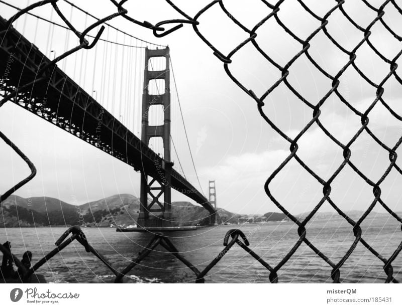good old times. Stadtzentrum Kraft Golden Gate Bridge Stars and Stripes Amerika Kalifornien Westküste San Francisco San Francisco Bay Gitter Perspektive