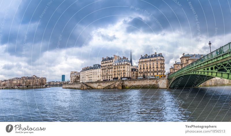 Seine in Paris an einem bewölkten Tag Ferien & Urlaub & Reisen Tourismus Städtereise Wolken Gewitterwolken Wetter schlechtes Wetter Unwetter Fluss Brücke