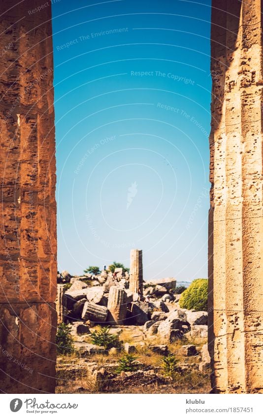 Altgriechischer Tempel in Selinunte, Sizilien, Italien Ferien & Urlaub & Reisen Tourismus Kultur Landschaft Himmel Ruine Gebäude Architektur Denkmal Stein alt