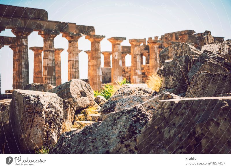 Altgriechischer Tempel in Selinunte, Sizilien, Italien Ferien & Urlaub & Reisen Tourismus Kultur Landschaft Himmel Ruine Gebäude Architektur Denkmal Stein alt