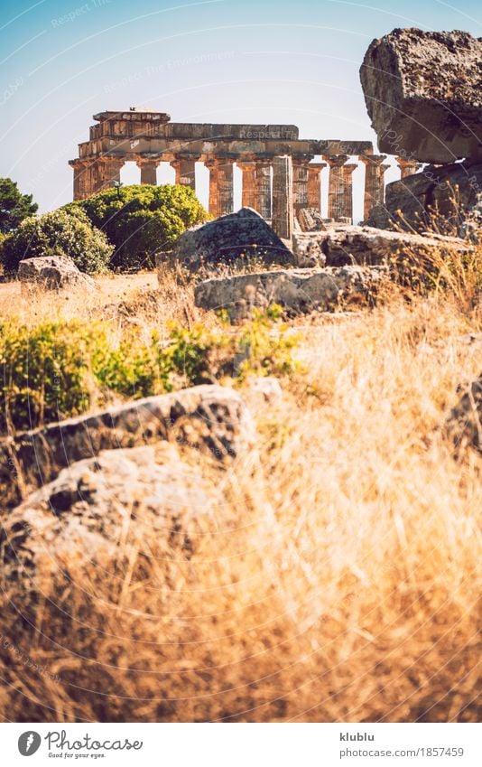 Altgriechischer Tempel in Selinunte, Sizilien, Italien. Detailansicht. Ferien & Urlaub & Reisen Tourismus Kultur Landschaft Himmel Ruine Gebäude Architektur
