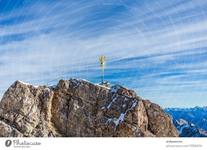 Zugspitze Landschaft Felsen Alpen Berge u. Gebirge Gipfel Schneebedeckte Gipfel atmen Erholung Blick wandern Farbfoto Menschenleer Tag Panorama (Aussicht)