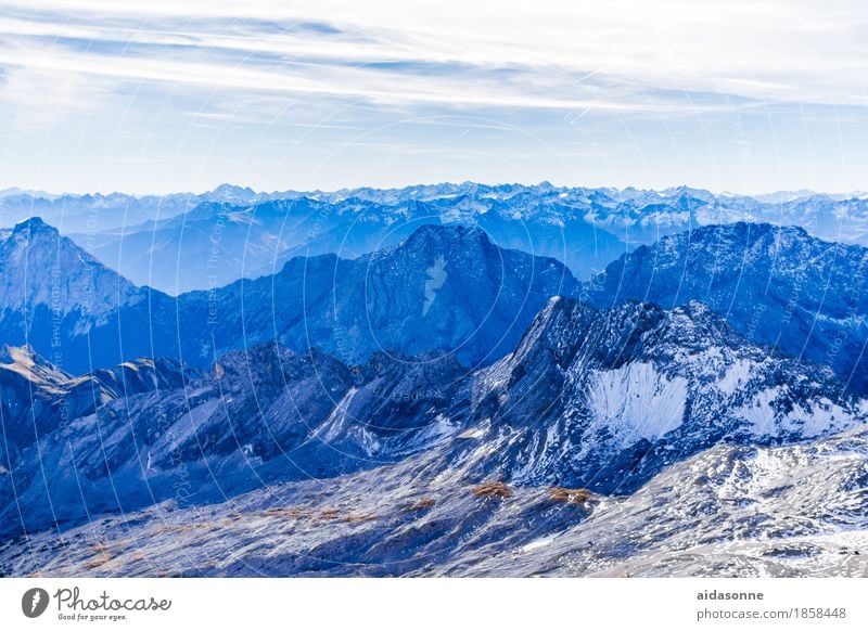 Alpen Landschaft Schnee Felsen Berge u. Gebirge Gipfel Schneebedeckte Gipfel Gletscher ästhetisch blau Farbfoto Außenaufnahme Menschenleer Tag