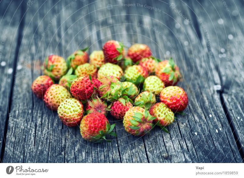 Bündel rote wilde Erdbeere Lebensmittel Gemüse Frucht Dessert Ernährung Frühstück Vegetarische Ernährung Diät Menschengruppe Natur Blatt Holz alt frisch lecker