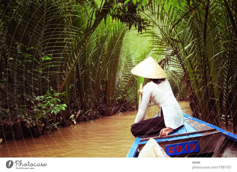 Mekong-Delta Vietnam Vietnamesen Mensch 1 Mekong Delta Palme Wasser Fluss Hut Tourismus Ausflug Wasserfahrzeug Kanal Landschaft Natur Umwelt
