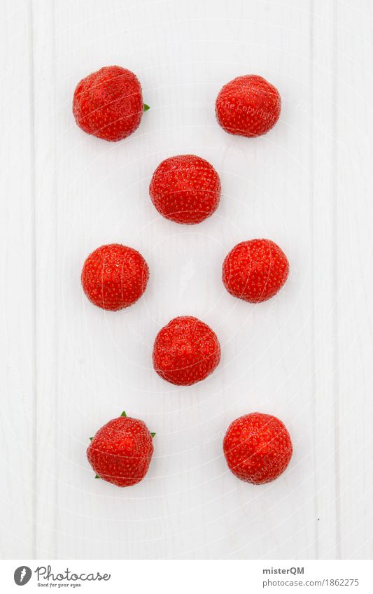 achtbeerig. Kunst Kunstwerk ästhetisch Erdbeeren rot Erdbeereis Erdbeersorten Erdbeermarmelade 8 8-13 Jahre achtsam Frucht weiß Vor hellem Hintergrund Punkt