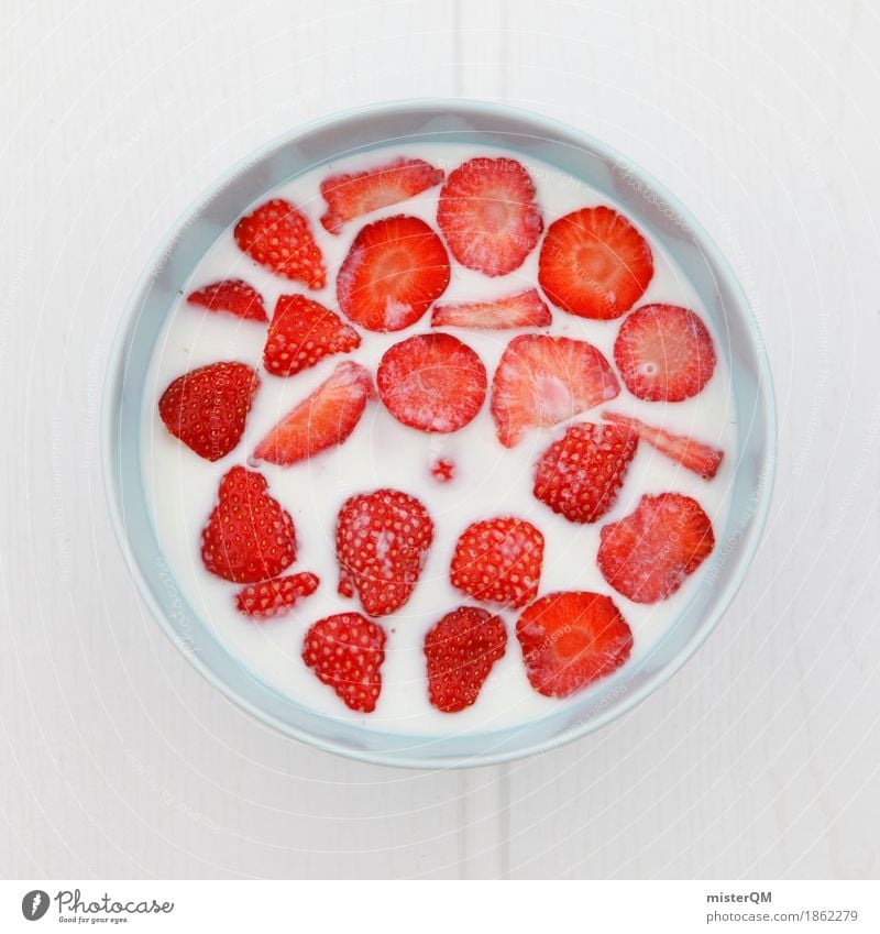 Erdbeerschüssel II Kunst Kunstwerk ästhetisch Erdbeeren Erdbeer Shake Gesunde Ernährung rot viele lecker Frühstück Teilung Vegetarische Ernährung