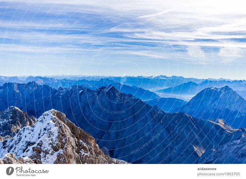 Alpen Landschaft Schnee Berge u. Gebirge Zufriedenheit Begeisterung achtsam Verlässlichkeit Vorsicht ruhig Farbfoto Außenaufnahme Menschenleer Tag