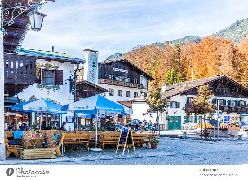 grainau Himmel Herbst Schönes Wetter Alpen Kleinstadt Stimmung Farbfoto mehrfarbig Außenaufnahme Tag