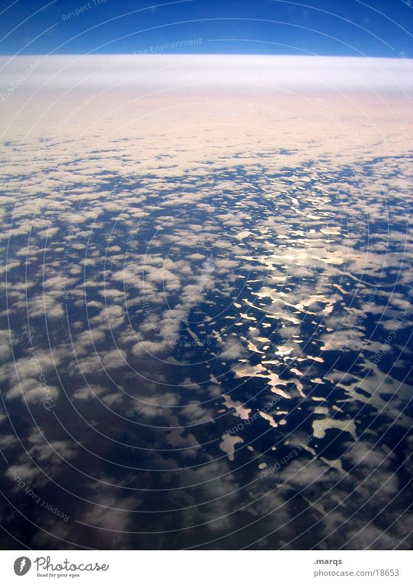 Gegenlicht über Kanada Wolken See Reflexion & Spiegelung Horizont Flugzeug Luftverkehr Himmel marqs