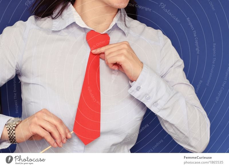 Business05 feminin Junge Frau Jugendliche Erwachsene 1 Mensch 18-30 Jahre 30-45 Jahre Geschäftsfrau Erfolg Erfolgsaussicht Beruf bewerben Krawatte