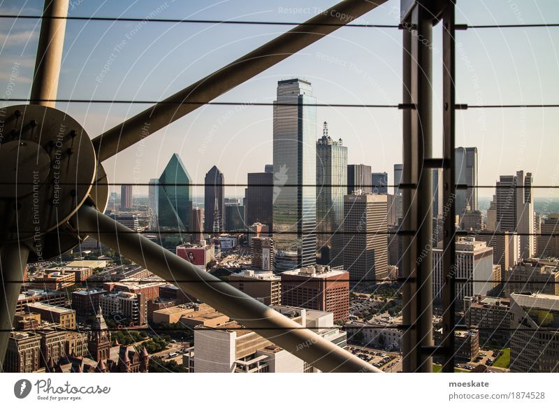Dallas, Texas Stadt Stadtzentrum Skyline bevölkert Haus Hochhaus Bankgebäude Balkon Dach blau Aussicht Aussichtsturm Horizont Ferien & Urlaub & Reisen Tourismus
