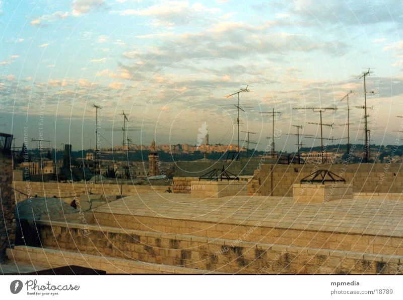 Dächer Jerusalems Dach Antenne Israel Sonnenuntergang Erfolg Abend