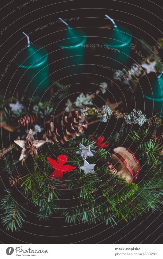 adventskranz vorweihnachtszeit Dekoration & Verzierung Weihnachten & Advent Moos Ornament retro Advent wreath Christmas present Christmasy English holly