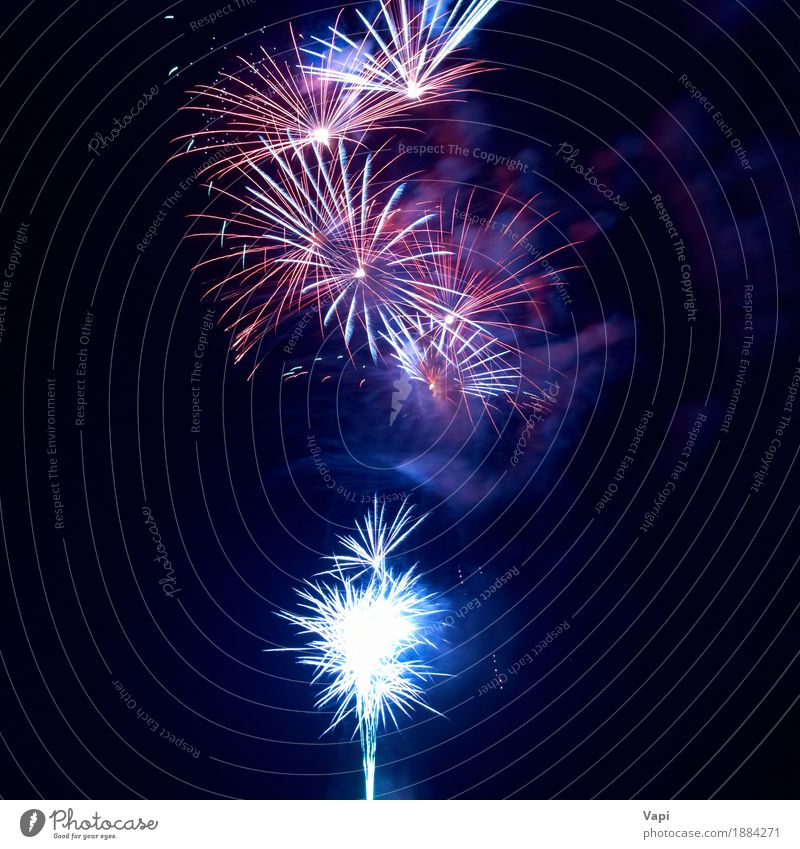 Feuerwerk am schwarzen Himmel Freude Freiheit Nachtleben Entertainment Party Veranstaltung Feste & Feiern Weihnachten & Advent Silvester u. Neujahr Show