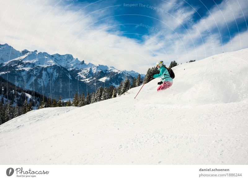 Vorfreude 3 Freizeit & Hobby Ferien & Urlaub & Reisen Winter Schnee Winterurlaub Berge u. Gebirge Wintersport Skifahren Mensch Junge Frau Jugendliche 1