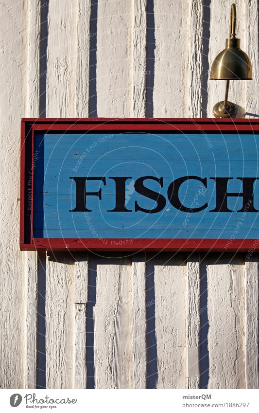 Fisch. Kunst ästhetisch Fischereiwirtschaft Fischerdorf Ostsee Typographie Schriftzeichen Farbfoto mehrfarbig Außenaufnahme Experiment abstrakt Muster
