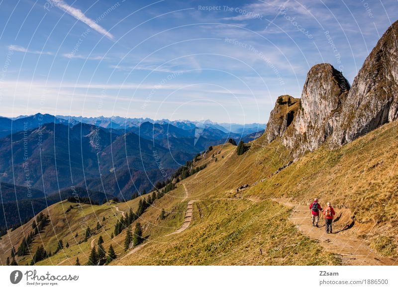 Rotwand Lifestyle Abenteuer Berge u. Gebirge wandern Sport 2 Mensch Natur Landschaft Herbst Schönes Wetter Wiese Alpen Gipfel Erholung gehen natürlich grün