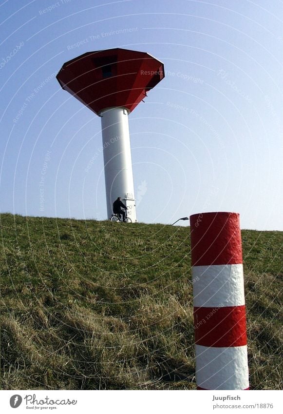 Turm und Türmchen Deich Freizeit & Hobby Leuchtfeuer Meer Bremerhaven Dinge Leuchttrum Nordsee rot-weiß