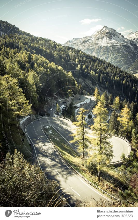 Biker- Glück Ferien & Urlaub & Reisen Ausflug Sommerurlaub Umwelt Landschaft Herbst Felsen Alpen Berge u. Gebirge Gipfel Schneebedeckte Gipfel Verkehr
