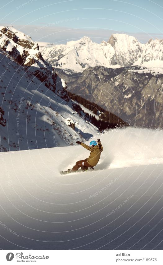 Snowsurf | 50 Stil Freude Freizeit & Hobby Freiheit Winter Schnee Berge u. Gebirge Sport Wintersport Snowboard Skipiste Offroad 1 Mensch Natur Landschaft