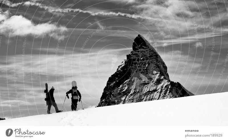 no borders for matterhorn boarders Lifestyle Abenteuer Freiheit Expedition Winter Schnee Berge u. Gebirge wandern Wintersport Snowboard Skitour Schneeschuhe