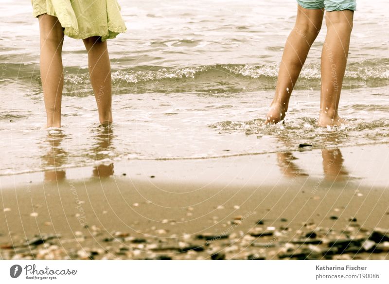 Strandgeschichte Ferien & Urlaub & Reisen Meer Wellen maskulin Beine 2 Mensch Sand Wasser braun gelb grün Muschel Rock Hose Sommer Wetter Sommerliebe Beach
