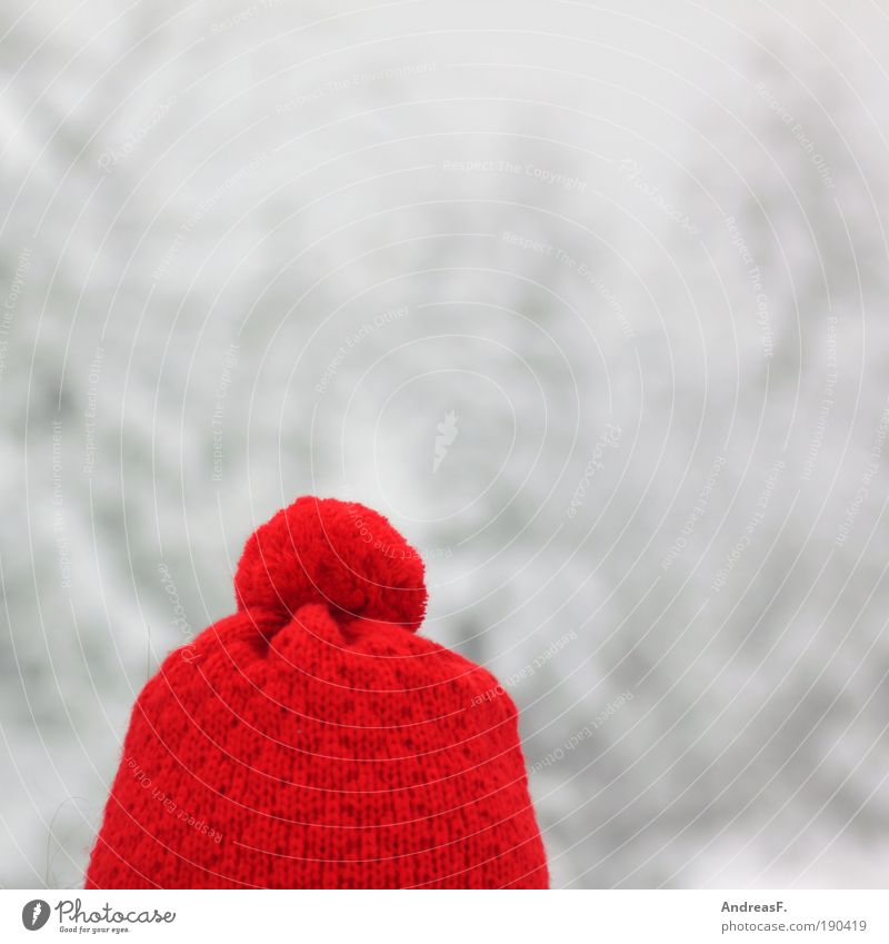 Rotkäppchen Winter Schnee Kopf Haare & Frisuren Bekleidung Mütze frieren kalt Wärme rot wintermütze Wollmütze Quaste bommelmütze Kopfbedeckung Wolle Farbfoto