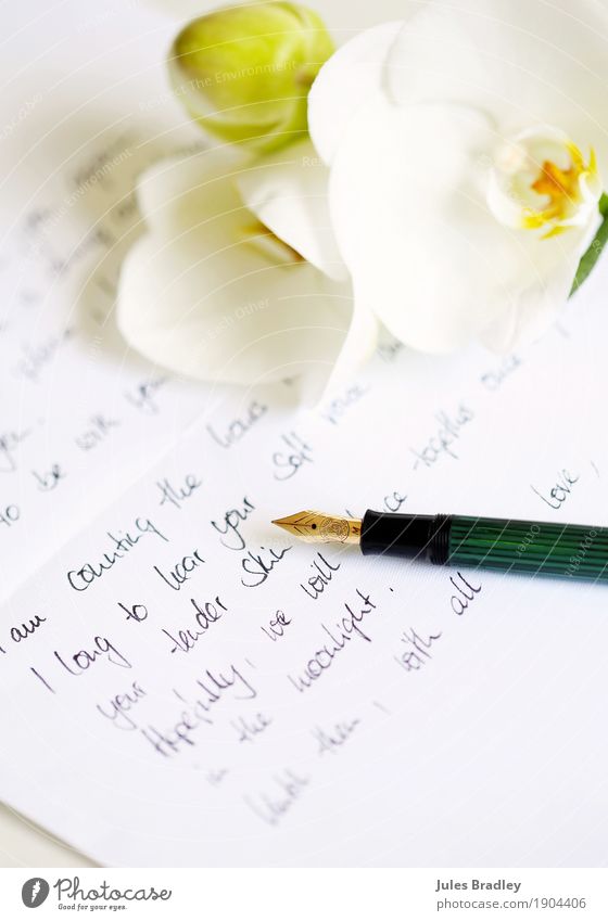 Liebesbrief schreiben, write letter Brief Valentinstag Blume Orchidee Papier Schreibstift Duft schön Gefühle Vertrauen Sympathie Verliebtheit Romantik Sehnsucht