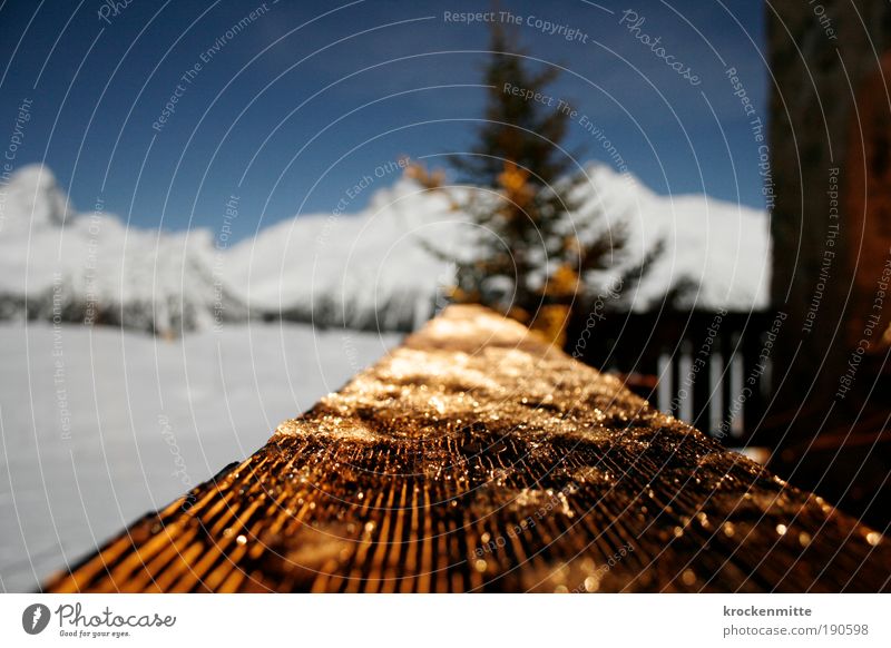 Last Christmas Himmel Winter Eis Frost Baum Tanne Alpen Berge u. Gebirge Menschenleer Hütte Terrasse Balkon Stern (Symbol) Romantik gemütlich Aussicht Bergkamm