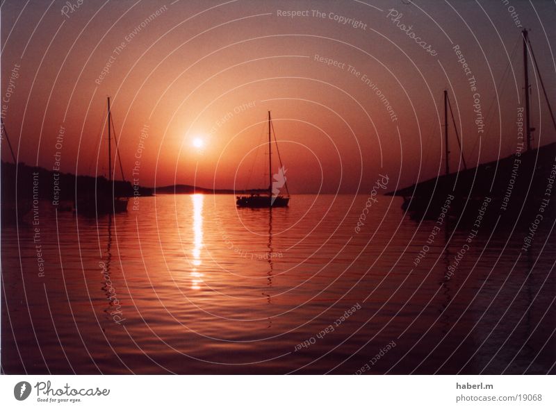 Sonnenuntergang in Kroatien Ferien & Urlaub & Reisen Segeln Wasserfahrzeug Kornaten ruhig Europa