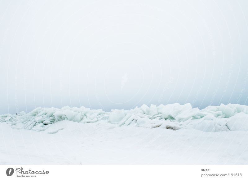 Wassereis Umwelt Natur Landschaft Urelemente Erde Luft Himmel Wolkenloser Himmel Horizont Winter Klima Nebel Eis Frost Schnee Küste Ostsee außergewöhnlich eckig