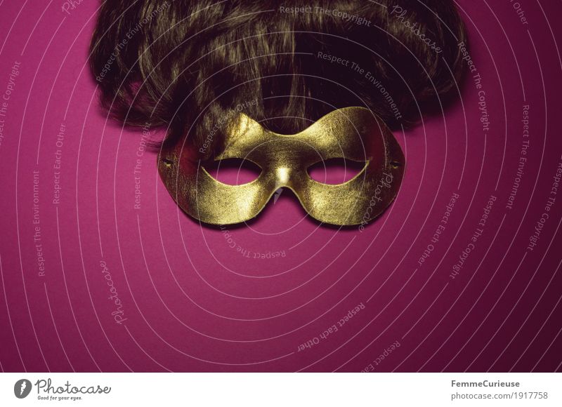 Maske (01) Haare & Frisuren Auge Freizeit & Hobby Freude gold brünett Perücke verkleiden verstecken Karneval rosa verdeckt anonym Maskenball Kurzhaarschnitt