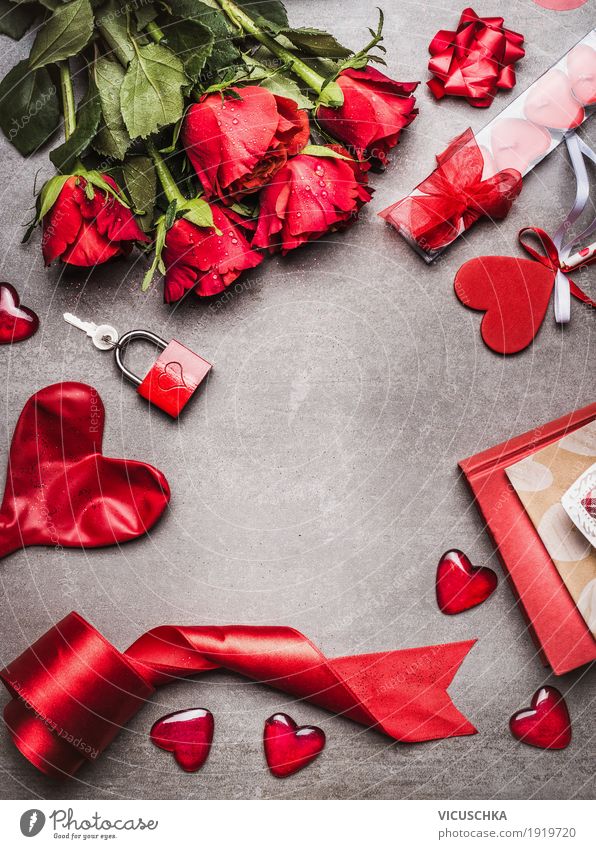 Valentinstag Hintergrund mit Liebe Symbole, rote Rosen Lifestyle elegant Stil Design Dekoration & Verzierung Party Veranstaltung Feste & Feiern Blume Luftballon